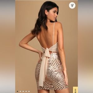 Lulu’s Rose Gold Sequin Mini dress size Medium